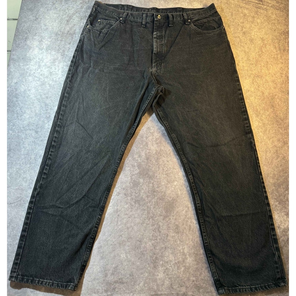 Wrangler Rugged Wear Jeans Mens 44x32 Black Relaxed Fit Cotton Denim Straight
